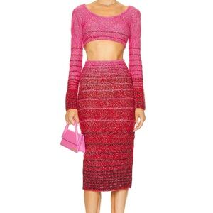 Elegant Pink Ombre Knit Skirt - Brand New